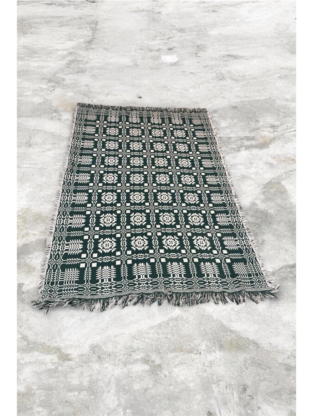 Goodwin Weavers Woven Cotton Throw Blanket 52 X 72 Fringed USA